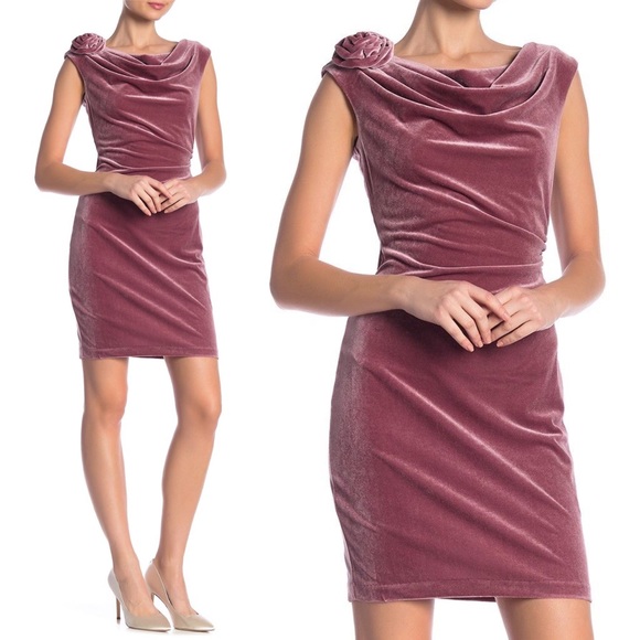Eliza J Dresses & Skirts - Eliza J Pink Velvet Velour Cocktail Mini Dress